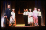 Actors Harve Presnell (L), Lauren Mitchell (2R) & Terrence P. Currier (R) in a scene fr. the Broadway-bound musical "Annie 2: Miss Hannigan's Revenge." WASHINGTON
