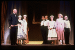 Actors Harve Presnell (L), Lauren Mitchell (2R) & Terrence P. Currier (R) in a scene fr. the Broadway-bound musical "Annie 2: Miss Hannigan's Revenge." WASHINGTON