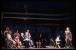 Actors (Seated L-C) Lauren Mitchell, Danielle Findley, Harve Presnell, Raymond Thorne, & actress Karen Murphy (R) in a scene fr. the Broadway-bound musical "Annie 2: Miss Hannigan's Revenge." WASHINGTON