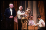 Actors (L-C) Harve Presnell & Terrence P. Currier in a scene fr. the Broadway-bound musical "Annie 2: Miss Hannigan's Revenge." WASHINGTON