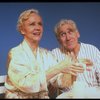 Actors Audra Lindley and James Whitmore in scene fr. the Off-Broadway play "About Time." (New York)