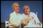 Actors Audra Lindley and James Whitmore in scene fr. the Off-Broadway play "About Time." (New York)