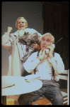 Actors Audra Lindley and James Whitmore in scene fr. the Off-Broadway play "About Time." (New York)