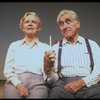 Actors Audra Lindley and James Whitmore in scene fr. the Off-Broadway play "About Time." (New York)
