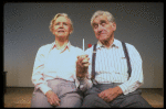 Actors Audra Lindley and James Whitmore in scene fr. the Off-Broadway play "About Time." (New York)