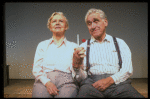 Actors Audra Lindley and James Whitmore in scene fr. the Off-Broadway play "About Time." (New York)