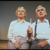 Actors Audra Lindley and James Whitmore in scene fr. the Off-Broadway play "About Time." (New York)