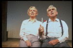 Actors Audra Lindley and James Whitmore in scene fr. the Off-Broadway play "About Time." (New York)
