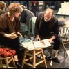 Designer Patricia Zipprodt & director/choreographer Bob Fosse discussing costume sketches at a rehearsal for the Broadway musical "Big Deal" (New York)