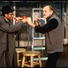 Director/choreographer Bob Fosse (R) discussing scene w. actor Alde Lewis, Jr. (L) at a rehearsal for the Broadway musical "Big Deal" (New York)