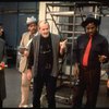 Director/choreographer Bob Fosse (C) discussing scene w. actors Alde Lewis, Jr. (L), Alan Weeks (2L), Cleavant Derricks (2R) & Larry Marshall (R) at a rehearsal for the Broadway musical "Big Deal" (New York)