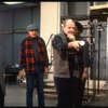 Director/choreographer Bob Fosse (R) discussing scene w.  actors Alde Lewis, Jr. (L) & Larry Marshall (2L) at a rehearsal for the Broadway musical "Big Deal" (New York)