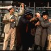 Director/choreographer Bob Fosse (2R) demonstrating blocking w. actors Alan Weeks (L), Cleavant Derricks (2L) & Alde Lewis, Jr. (R) at a rehearsal for the Broadway musical "Big Deal" (New York)