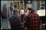 Director/choreographer Bob Fosse (C) discussing scene w. actors at a rehearsal for the Broadway musical "Big Deal" (New York)