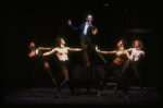 Actor Alde Lewis, Jr. (C) & ensemble in a scene fr. the Broadway musical "Big Deal" (New York)
