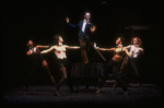 Actor Alde Lewis, Jr. (C) & ensemble in a scene fr. the Broadway musical "Big Deal" (New York)
