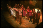 Actors (Front Row L-R) Catherine Cox, Martin Vidnovic, Liz Callaway, Todd Graff, Beth Fowler & James Congdon in a scene fr. the Broadway musical "Baby." (New York)