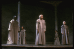 Greek Chorus members in a scene fr. the New York Shakespeare production of the play "Antigone." (New York)