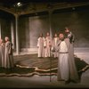 Actor George Lloyd (R) & Greek Chorus in a scene fr. the New York Shakespeare production of the play "Antigone." (New York)