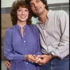 Actors Martin Vidnovic & Meg Bussert in a publicity shot fr. the Broadway revival of the musical "Brigadoon." (New York)