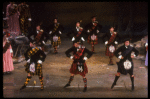 Ice skater/dancer John Curry (C) & ensemble in the "Sword Dance" fr. the Broadway revival of the musical "Brigadoon." (New York)
