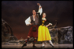 Dancer Marina Eglevsky & ice skater/dancer John Curry in a scene fr. the Broadway revival of the musical "Brigadoon." (New York)