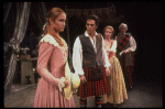 Actors (L-R) Mollie Smith, ice skater/dancer John Curry, Meg Bussert & Casper Roos in a scene fr. the Broadway revival of the musical "Brigadoon." (New York)