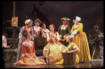 Actress Meg Bussert (C) w. female ensemble in a scene fr. the Broadway revival of the musical "Brigadoon." (New York)