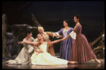 Actress Mollie Smith (C) w. female ensemble in a scene fr. the Broadway revival of the musical "Brigadoon." (New York)