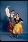 Dancers Jeff Harvey & Marina Eglevsky in a publicity shot fr. the replacement cast of the Broadway revival of the musical "Brigadoon." (New York)