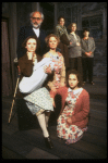 Actors (Front, clockwise) Peter Michael Goetz, Deborah Hedwall, Jennie Dundas & Roberta Maxwell w. (Back,L-R) Betty Miller, Katherine Borowitz & Jeremy Peter Johnson  in a scene fr. the American Place Theatre prod. of the play, "Before The Dawn." (New York)