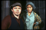 Actors David Leary & Elisa Loti in a scene fr. the American Place Theatre prod. of the play, "Before The Dawn." (New York)
