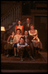 Actors (Top L-R) Marissa Chibas & Peter Michael Goetz, (Middle L-R) Royana Black, Kathleen Widdoes, Patrick Breen & Marilyn Chris, & (Front) Matthew Broderick in a company shot fr. the first replacement cast of the Broadway play "Brighton Beach Memoirs."