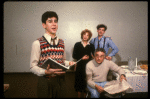 Actors (L-R) Jonathan Silverman, Joan Copeland, Charles Cioffi (seated) & Mark Nelson in a rehearsal shot fr. the first National tour of the Broadway play "Brighton Beach Memoirs."