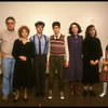Actors (L-R) Charles Cioffi, Joan Copeland, Mark Nelson, Jonathan Silverman, Barbara Caruso, Elizabeth Perkins & Olivia Laurel Mates in a rehearsal shot fr. the first National tour of the Broadway play "Brighton Beach Memoirs."