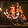 Actors (Back L-R) Elizabeth Perkins & Charles Cioffi, (Middle L-R) Olivia Laurel Mates, Barbara Caruso, Mark Nelson & Joan Copeland, Jonathan Silverman (front) in a scene fr. the first National tour of the Broadway play "Brighton Beach Memoirs."