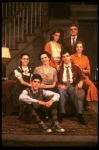 Actors (Back L-R) Elizabeth Perkins & Charles Cioffi, (Middle L-R) Olivia Laurel Mates, Barbara Caruso, Mark Nelson & Joan Copeland, Jonathan Silverman (front) in a scene fr. the first National tour of the Broadway play "Brighton Beach Memoirs."