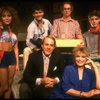 Actors (Back L-R) Alexandra Gersten, Kevin O'Rourke, Don Howard, & Dennis Drake, (Front L-R) Janis Paige & Kevin McCarthy in a scene fr. the Broadway play "Alone Together." (New York)