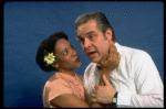 Actors Lauren Craig & Harry Goz in a scene fr. the Off-Broadway prod. of  the play, "To Bury A Cousin." (New York)