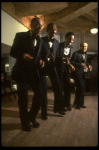 Dancers (L-R) Charles "Cookie" Cook, Charles "Honi" Coles, Gregory Hines & Leslie "Bubba" Gaines in a publicity shot fr. the Broadway revue "Black Broadway." (New York)