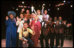 (Back L-R) Trumpeter Harry James, singers the "Incomparable" Hildegarde & Dick Haymes, (Front L-R) actress Travis Hudson, comedian Adam Keefe, announcer Don Wilson & vocal group the Ink Spots in a group photo fr. the concert "Big Broadcast of 1944." (Westbury)