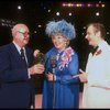 (L-R) Announcer Don Wilson, actress Travis Hudson & comedian Adam Keefe in a scene fr. the concert "Big Broadcast of 1944." (Westbury)