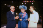 (L-R) Announcer Don Wilson, actress Travis Hudson & comedian Adam Keefe in a scene fr. the concert "Big Broadcast of 1944." (Westbury)