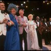 (L-R) Comedian Adam Keefe, actress Travis Hudson, singers Dick Haymes & the "Incomparable" Hildegarde, w. vocal group the Ink Spots in a kick line fr. the concert "Big Broadcast of 1944." (Westbury)