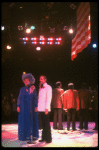 Actress Travis Hudson & comedian Adam Keefe in a scene fr. the concert "Big Broadcast of 1944." (Westbury)