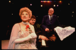 Entertainer the "Incomparable" Hildegarde (L) & announcer Don Wilson (R) in a scene fr. the concert "Big Broadcast of 1944." (Westbury)