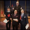 Actors (L-R) Bill Irwin, Raymond Serra, Jonathan Pryce (Top) & Joe Grifasi in a scene fr. the Broadway play "Accidental Death of an Anarchist." (New York)