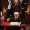 Actors (L-R) Joe Grifasi, Raymond Serra, Jonathan Pryce (Seated) & Bill Irwin in a scene fr. the Broadway play "Accidental Death of an Anarchist." (New York)