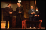 Actors (L-R) Raymond Serra, Jonathan Pryce, Joe Grifasi & Bill Irwin in a scene fr. the Broadway play "Accidental Death of an Anarchist." (New York)