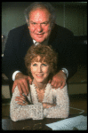Actors Jack Weston & Julie Harris in a rehearsal shot fr. the  Broadway play "Break A Leg." 